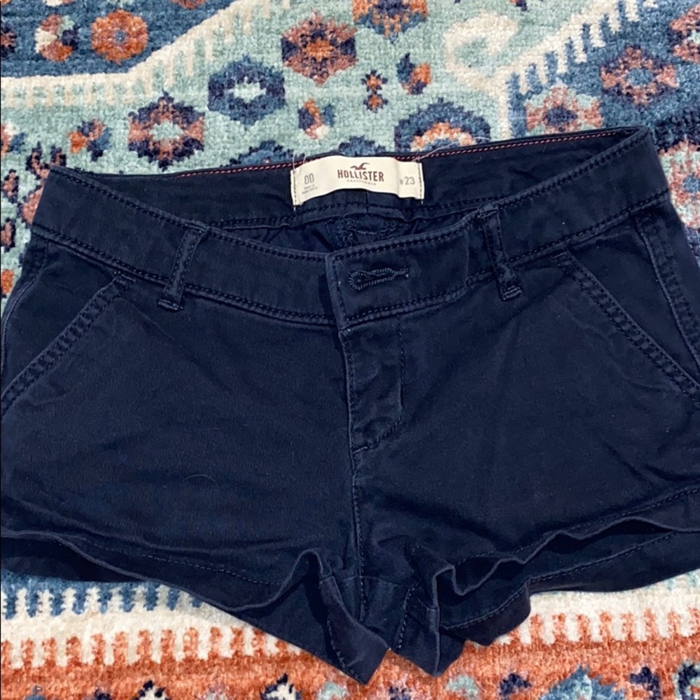 navy blue hollister jean shorts